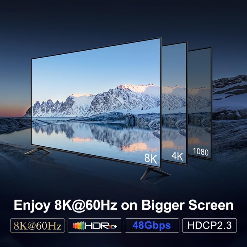 YDF 8K@60Hz HDMI Switcher 5 in 1 Out Aluminum Support 4K@120Hz HDR10+ HDCP 2.3 CEC HDMI 2.1 Switch Splitter Compatible with PS5/4 Xbox X/S Nintendo Switch/OLED Roku Apple TV Fire Stick UHD TV - Image 5